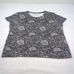 Croft & Barrow Floral Top L black white like NEW